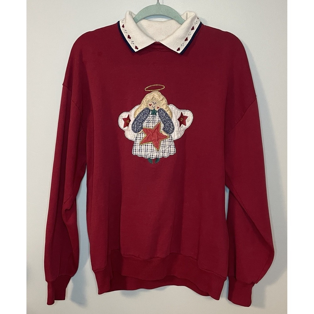 Vintage‎ Gopher Sport Christmas Sweatshirt Women XL Angel Holidays USA Made